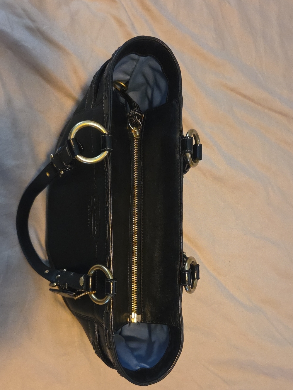 Coach Black Leather Shoulder Bag with Gold Hardware - Picture 3 of 6